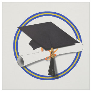 Skola Färg Blue & Guld Grad Cap w/Diploma Tyg