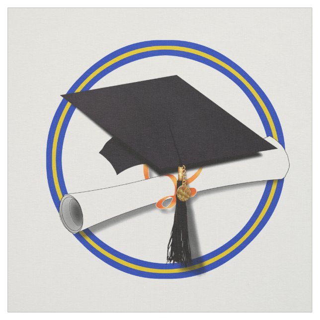 Skola Färg Blue & Guld Grad Cap w/Diploma Tyg (Prov)
