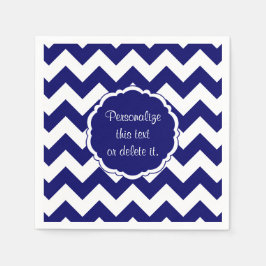 Skola-Färg-Chevron, blåvit, Mörk- Pappersservett