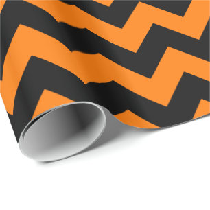 Skola Färg Chevron Gift Wrap Orange and Black Presentpapper