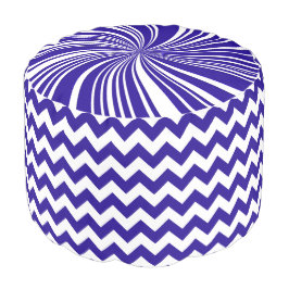 Skola Färg Chevron Pouf-säte,Blåvitt Rund Puff