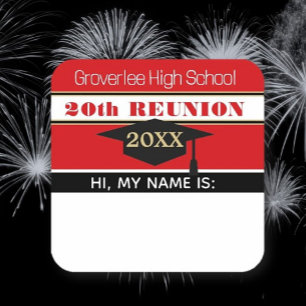 Skola Färg! Class Reunion Namn bricka Sticker Fyrkantigt Klistermärke