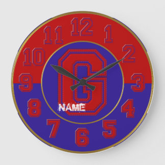 Skola Färg Clock, Red & Blue Brev G Stor Klocka