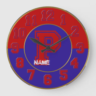 Skola Färg Clock, Red & Blue Brev P Stor Klocka