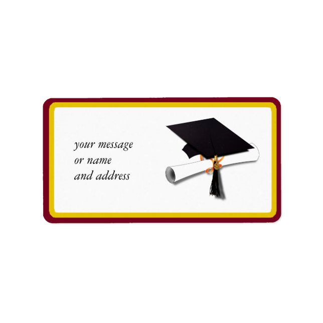 Skola Färg Guld & Red för Student Adressetikett (Framsidan)