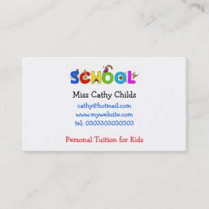 Skola Fröcken Cathy barn, Visitkort