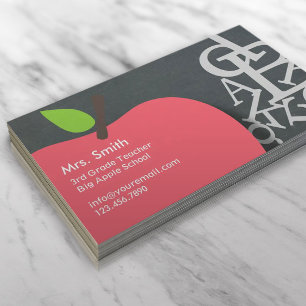 Skola lärare Apple & märker den svart tavlan Visitkort