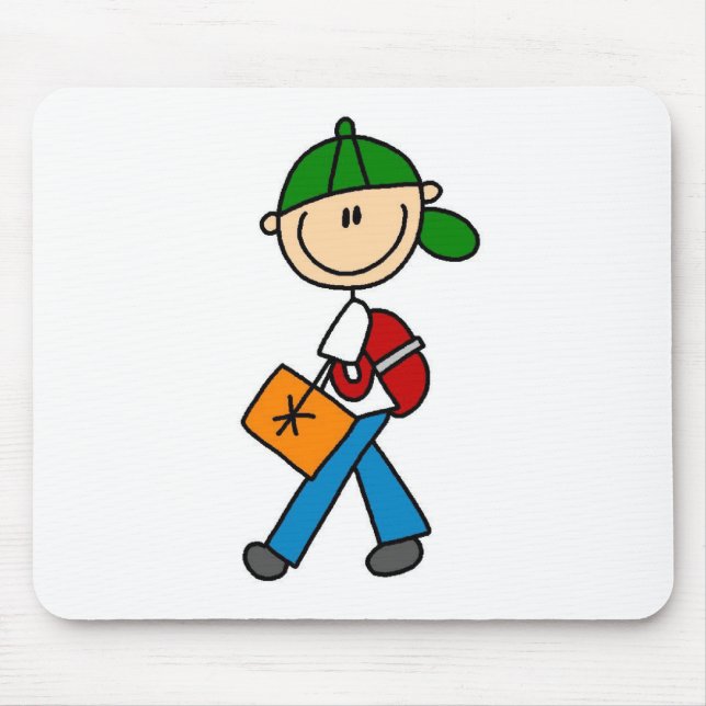 Skola pojken med ryggsäcken Mousepad Musmatta (Framsidan)