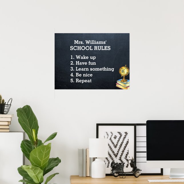 Skola Regler Chalkboard Classroom Poster (Hemmakontoret)