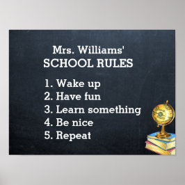 Skola Regler Chalkboard Classroom Poster