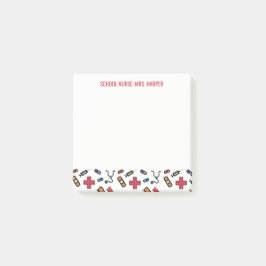 Skola sjuksköterskan som personifieras från post-it block