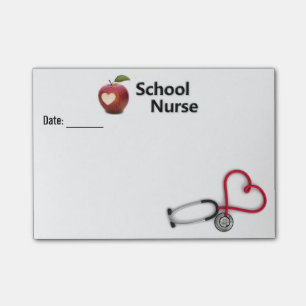 Skola sjuksköterskan som Posta-Det noterar Post-it Block
