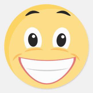 Skola Sticker med Ansikte Emoji Runt Klistermärke