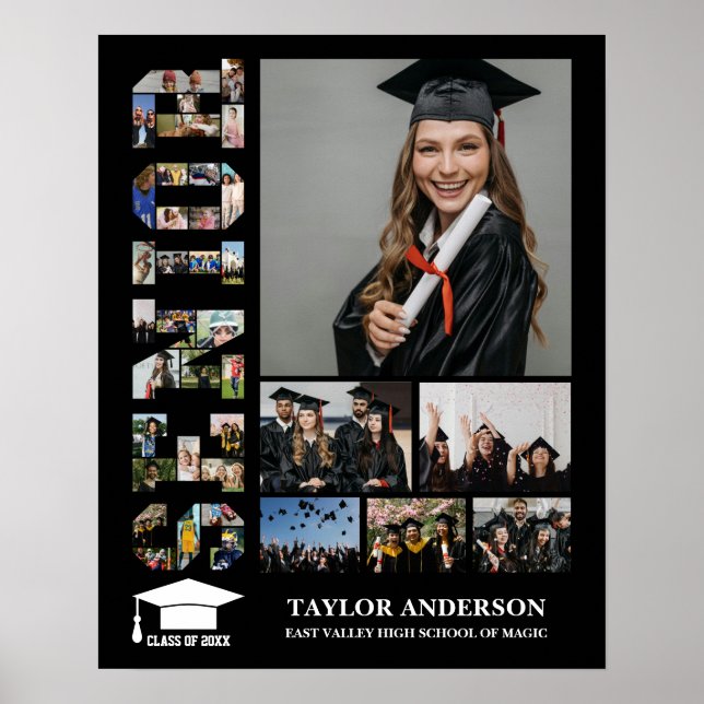 Skola Studenten Day Senior Ord Photo Collage Poster (Framsidan)