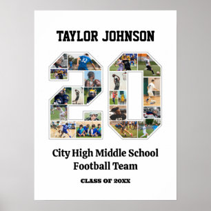 Skola Studenten Player nummer 20 Photo Collage Poster