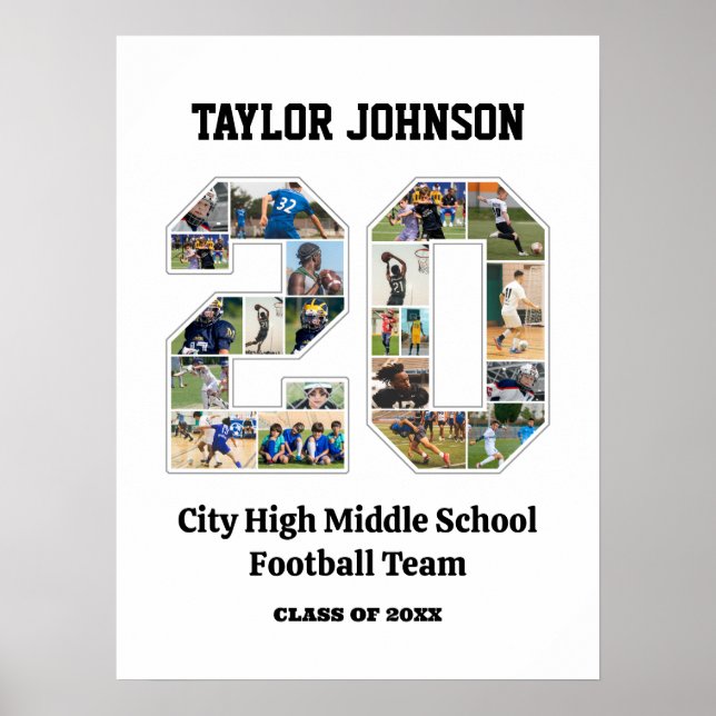 Skola Studenten Player nummer 20 Photo Collage Poster (Framsidan)