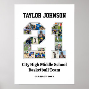 Skola Studenten Player nummer 21 Photo Collage Poster