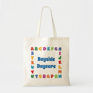 Skola Tote Bag med Bright Polka Dot Alphabet Tygkasse