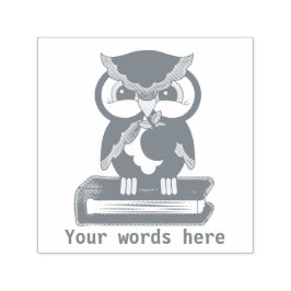 Skola uggla grått lägg till ord frimärke självfärgande stämpel