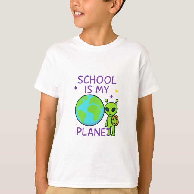 Skolan är min planets Roligt Student Back to schoo T Shirt (Framsida)