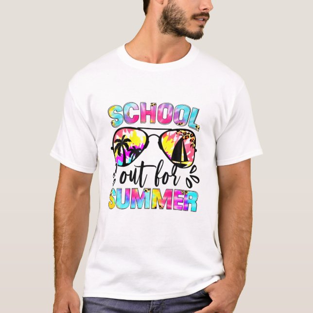 Skolan är ute för sommarleopard Tie Dye Lärare Su T Shirt (Framsida)