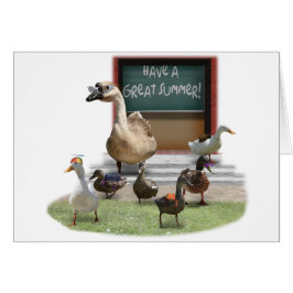Skolan är ute, lilla dockor med lärare Goose Hälsningskort