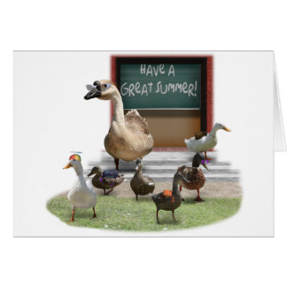 Skolan är ute, lilla dockor med lärare Goose Hälsningskort