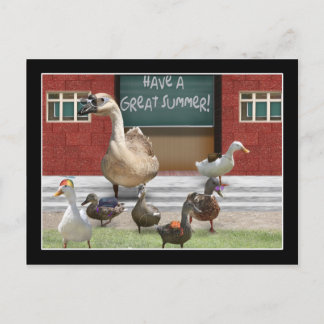 Skolan är ute, lilla dockor med lärare Goose Vykort