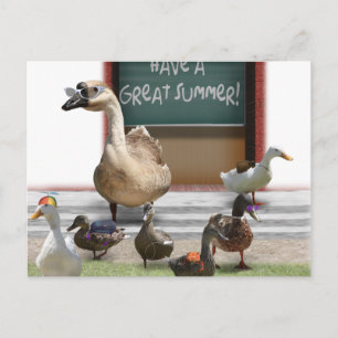 Skolan är ute, lilla dockor med lärare Goose Vykort