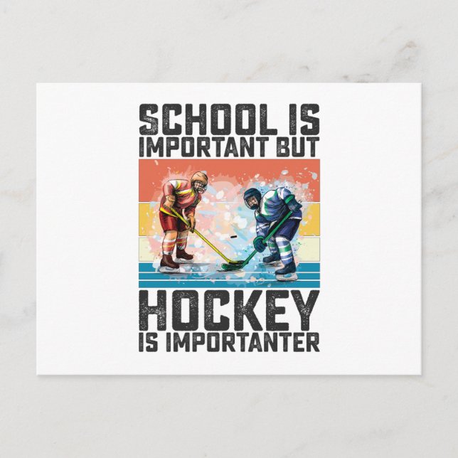 Skolan är viktig men hockey är viktigare vykort (Framsida)