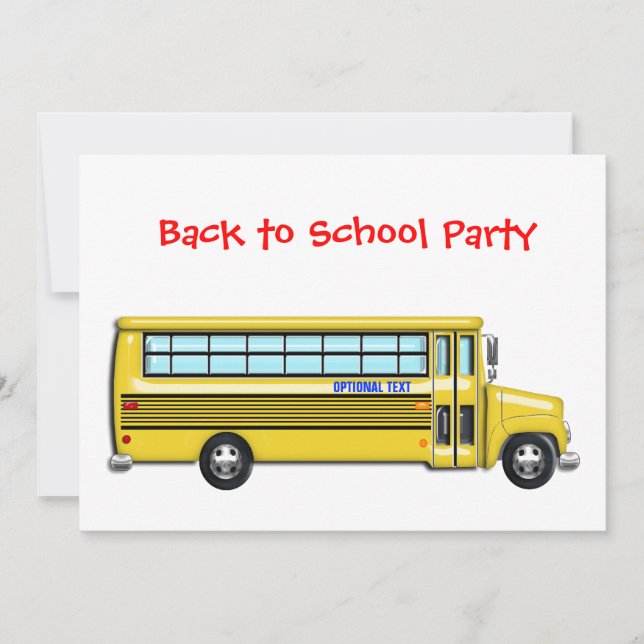 Skolan Buss Back to school Party CUSTOMIZE Inbjudningar (Framsida)