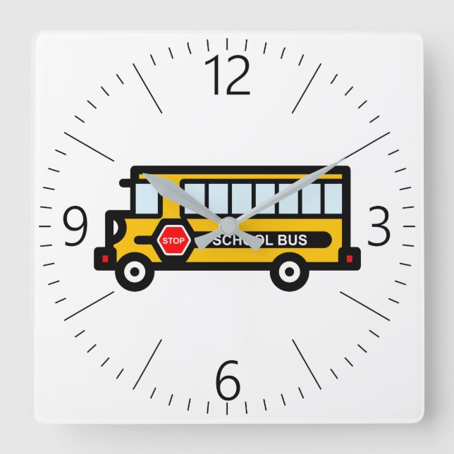 Skolan buss fyrkantig klocka (Framsida)