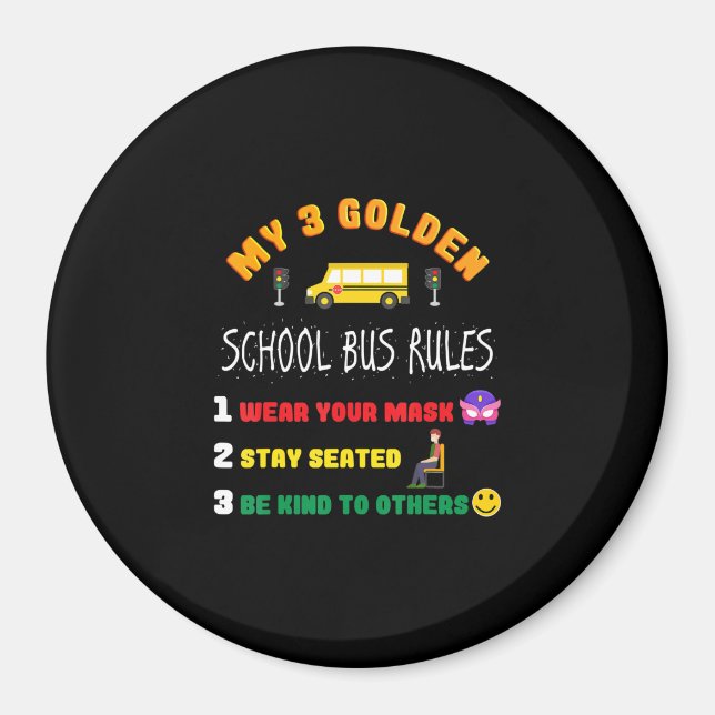 Skolan Buss Regler för Studenter Funny School Buss Magnet (Framsidan)