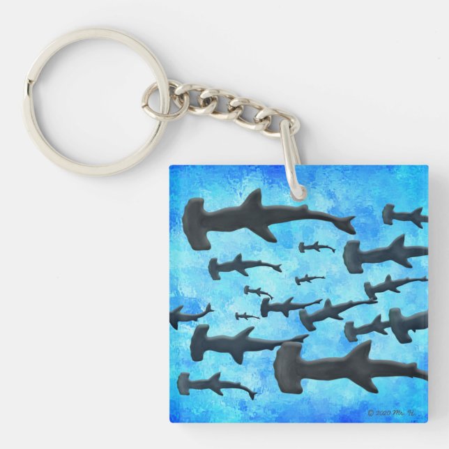 Skolan Hammerhead Sharks i Silhouette (Framsidan)