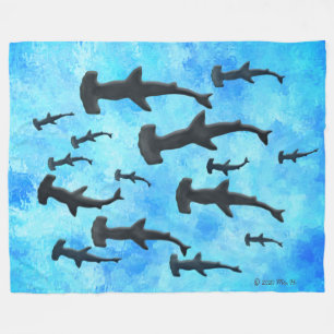 Skolan Hammerhead Sharks i Silhouette Fleecefilt