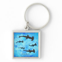 Skolan Hammerhead Sharks i Silhouette