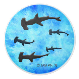 Skolan Hammerhead Sharks i Silhouette Knopp