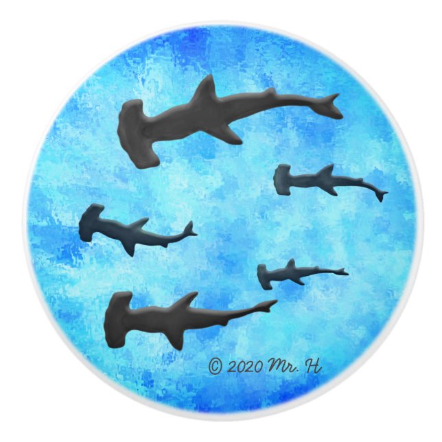Skolan Hammerhead Sharks i Silhouette Knopp (Framsidan)
