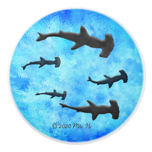 Skolan Hammerhead Sharks i Silhouette Knopp (Framsidan)