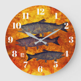 Skolan Salmon - Round Wall Clock Stor Klocka