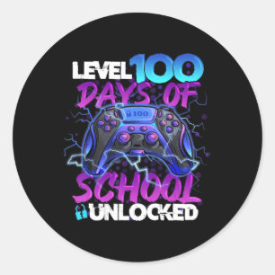 Skolans 100 dagar olåsta gamer Boy-flicka V Runt Klistermärke
