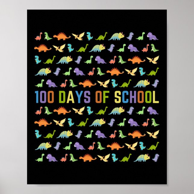 Skolans dag - dinosaurier - enkla 100 dagar poster (Framsidan)