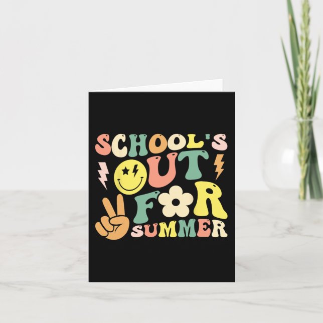 Skolans Dag Groovy Skolan är Stängd för Sommar Lär Kort (Framsida)