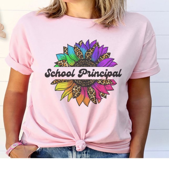 Skolans huvudyrke Rainbow Solros T Shirt (School Principal Profession Rainbow Sunflower T-Shirt
)