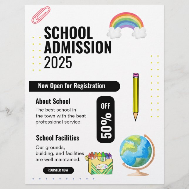 Skolans inskrivningsfolder, skolans kampanjfolder reklamblad (Framsidan)