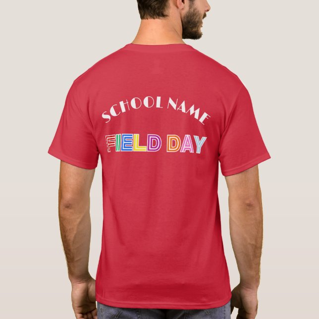 Skolans röddag i fält, färg-teamet Cheer stand Squ T Shirt (Baksida)