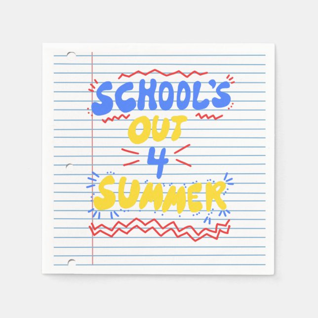 Skolans slut Lösa blad papper inbjudan Pappersservett (Framsidan)