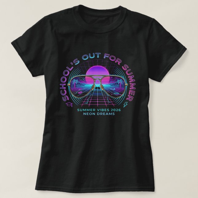 Skolans Slut Synthwave Sommar T-Shirt (Design framsida)