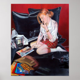 Skolans utskrivna druck poster kvinnomålning