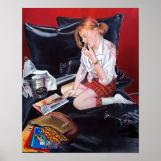 Skolans utskrivna druck poster kvinnomålning